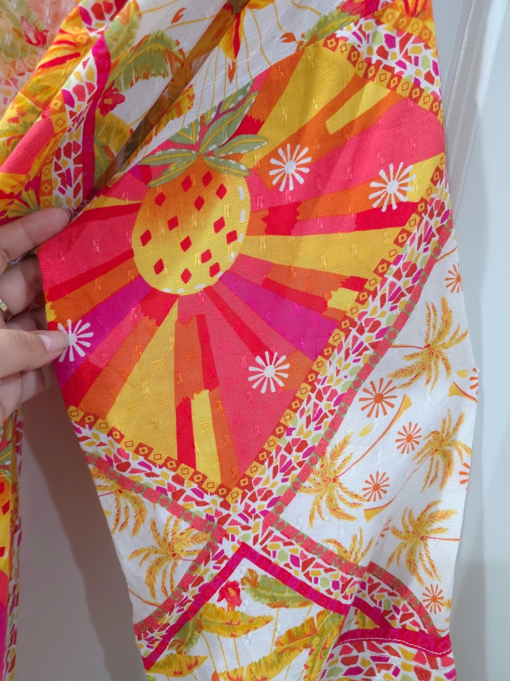 Haute Hippie Vibrant Multicolor Pineapple Floral Tie-Waist Kimono Cardigan, Nwot - Picture 8 of 16